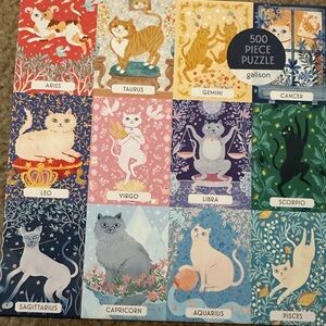 Galison Zodiac Cats 500 Piece Puzzle - Multicolor